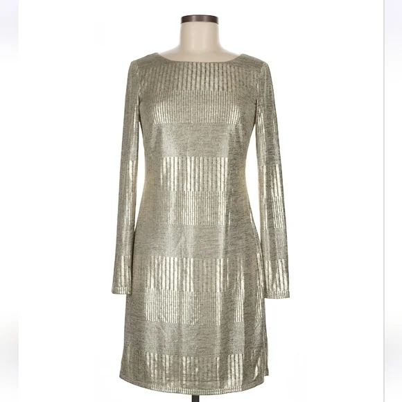 Eliza J Shimmering Gold Long Sleeve Dress Eliza J Shimmering Gold Long Sleeve Dress